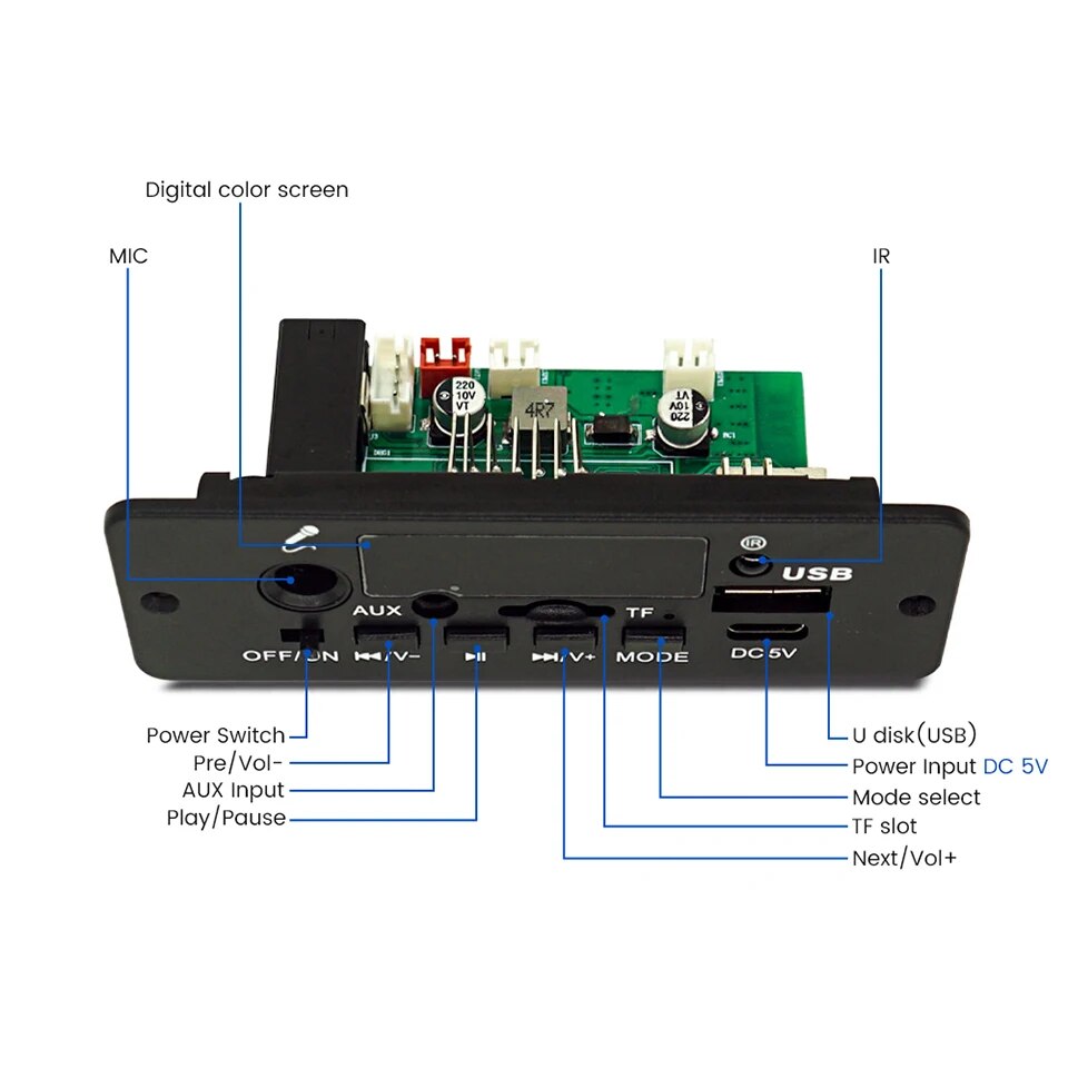 2*5W Bluetooth Verstärker 12V MP3 Decoder Auto Musikplayer FM Radio