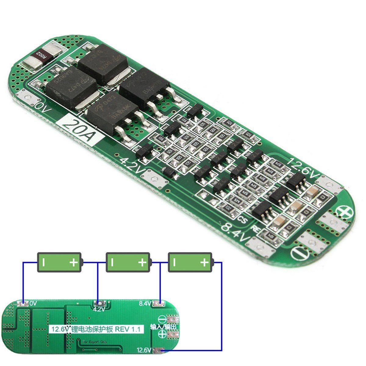 3S 20A Li-ion Lithium Batterie 18650 Ladegerät PCB BMS 12.6V Cell Schutz Board