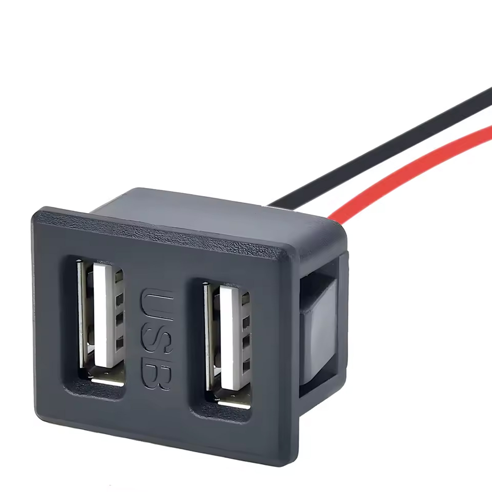 Einbaubuchse DUAL USB für Stromversorgung (flach)