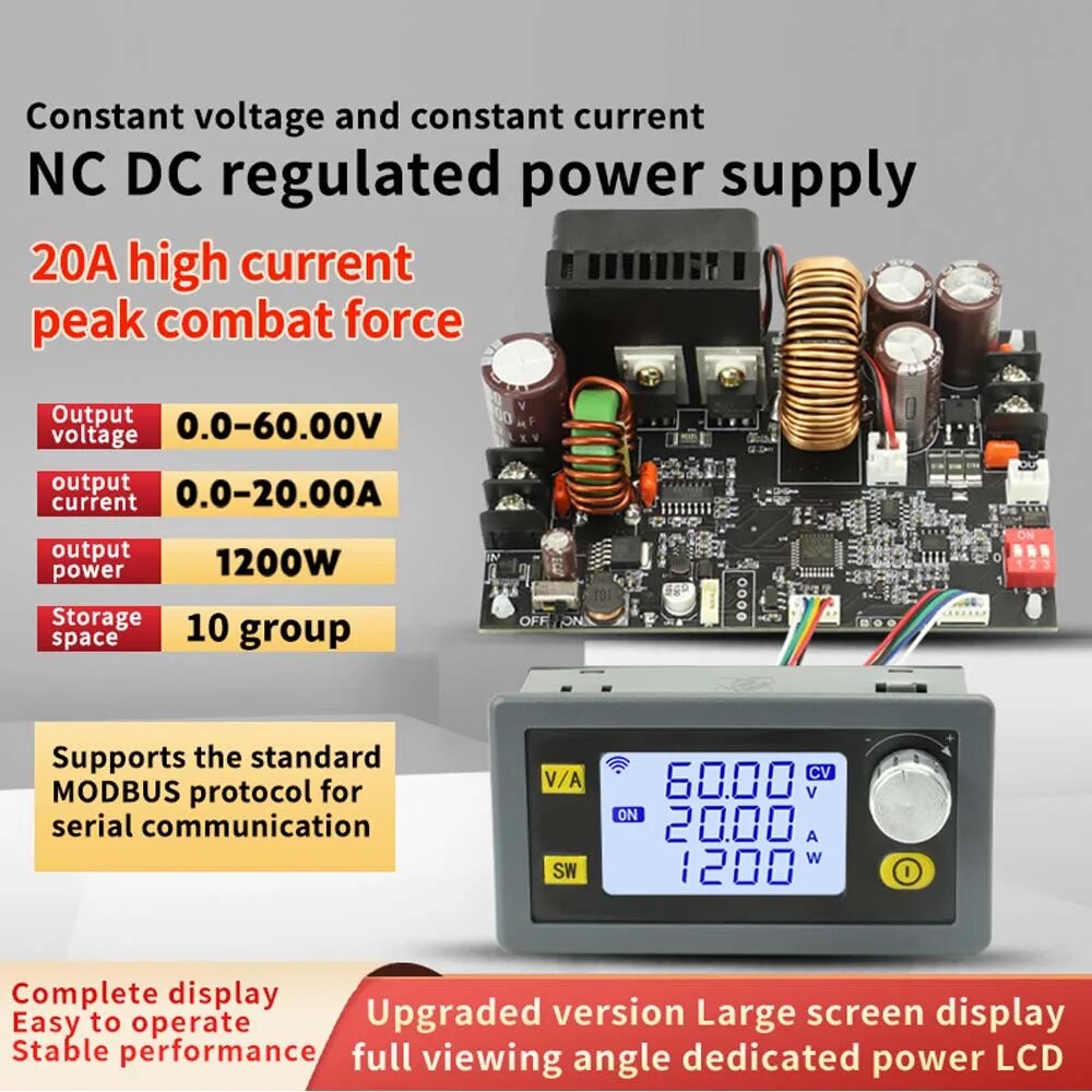 Spannungsregler mit Display DC 6-70V auf 0-60V 20A 1200W CNC XY6020L