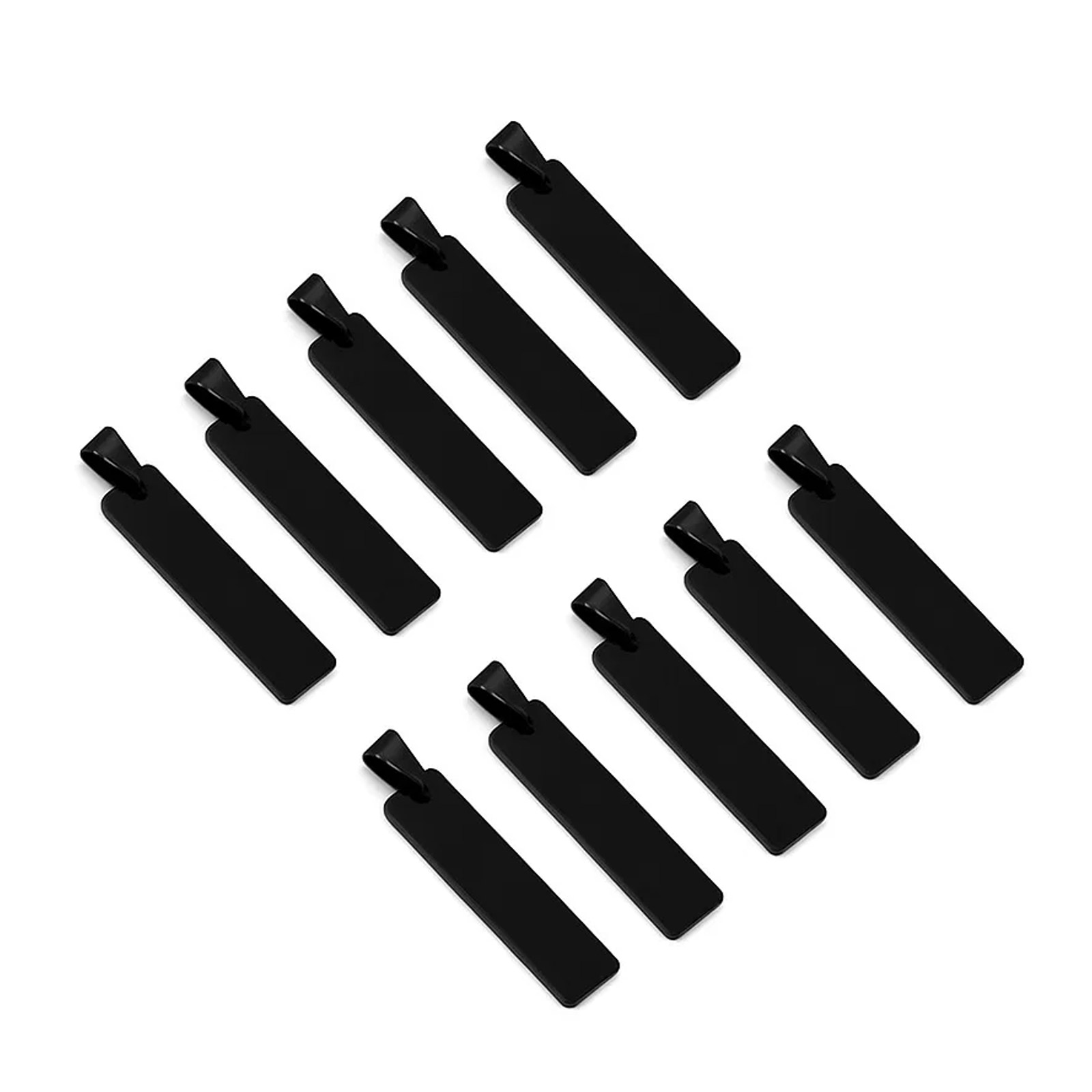 10 Edelstahl-Anhänger Rohlinge Schwarz 10x45mm – Gravurplatten für Namen, Dog Tags und DIY-Projekte