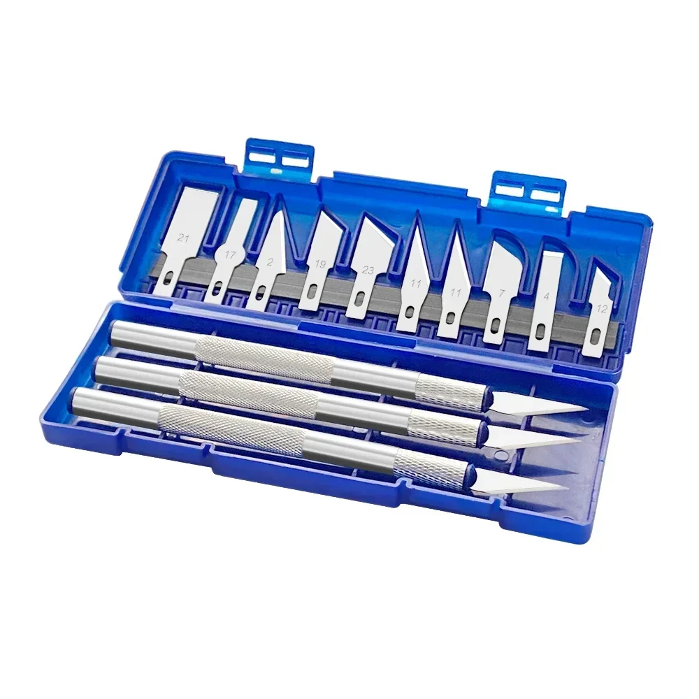 13-in-1 Präzisionsmesser Skalpell Cutter Set mit 3 Griffen & 13 Klingen im Etui