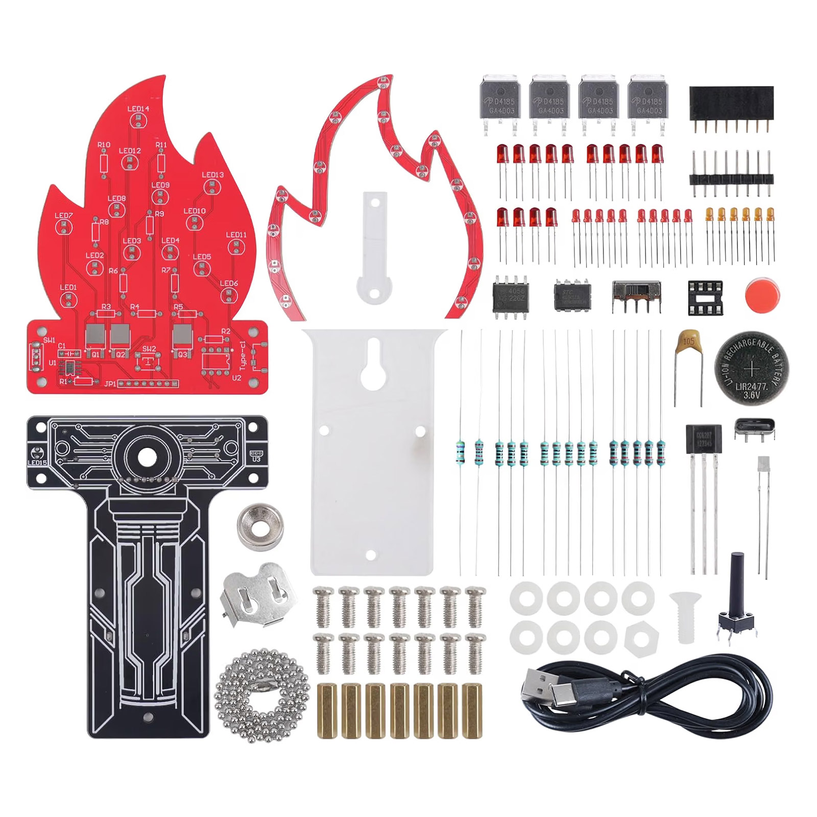 Bausatz LED Fackel mit 4 Leuchtmodi STEM Elektronik Lernkit DIY