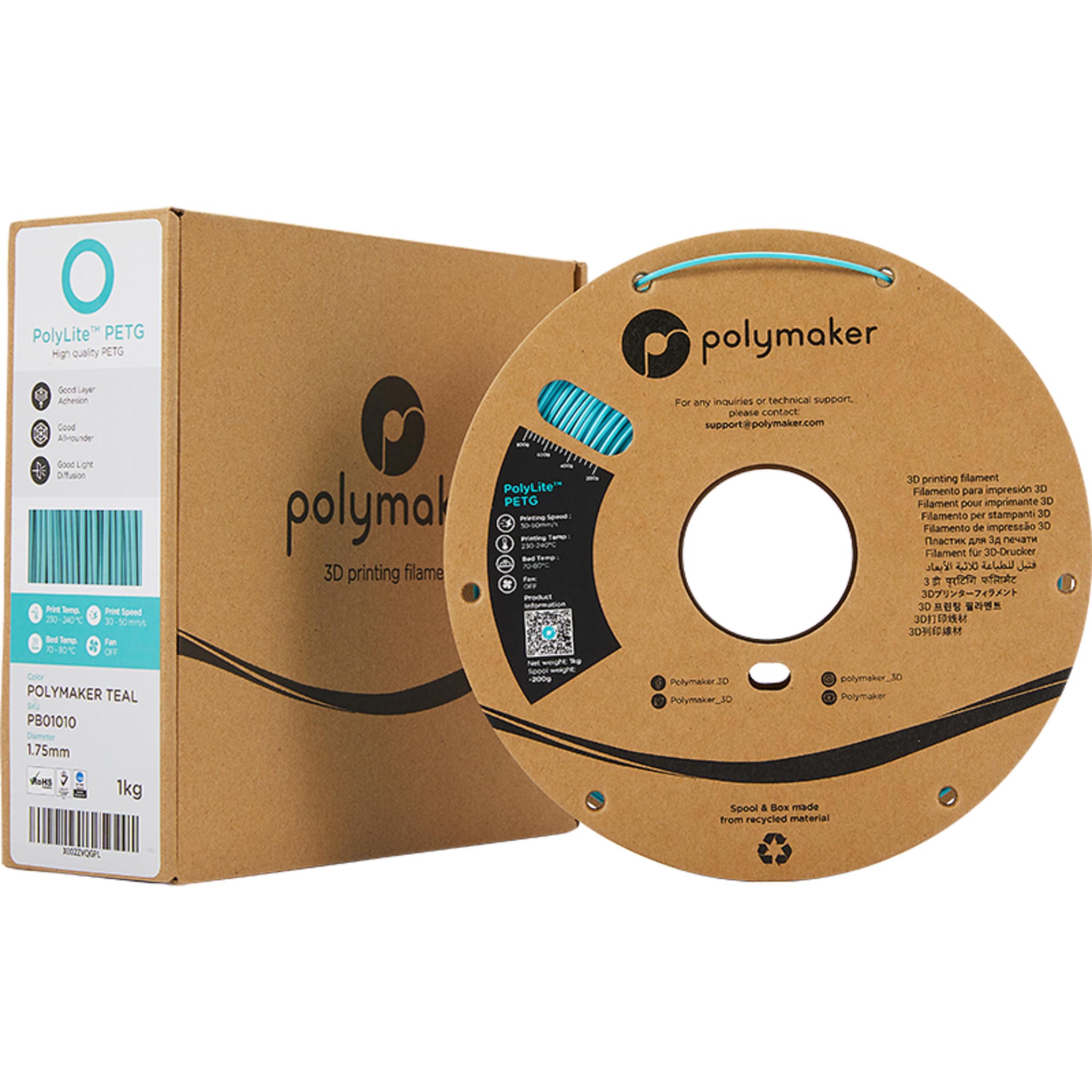 Polymaker PolyLite PETG Filament Türkis 1.75mm 1kg