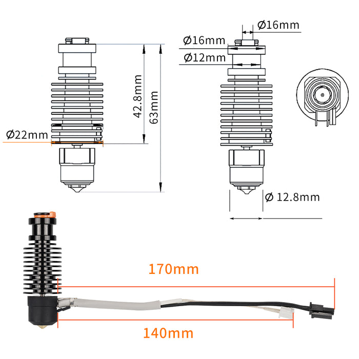 CHC V6 Keramik Hotend Kit 24V 50W