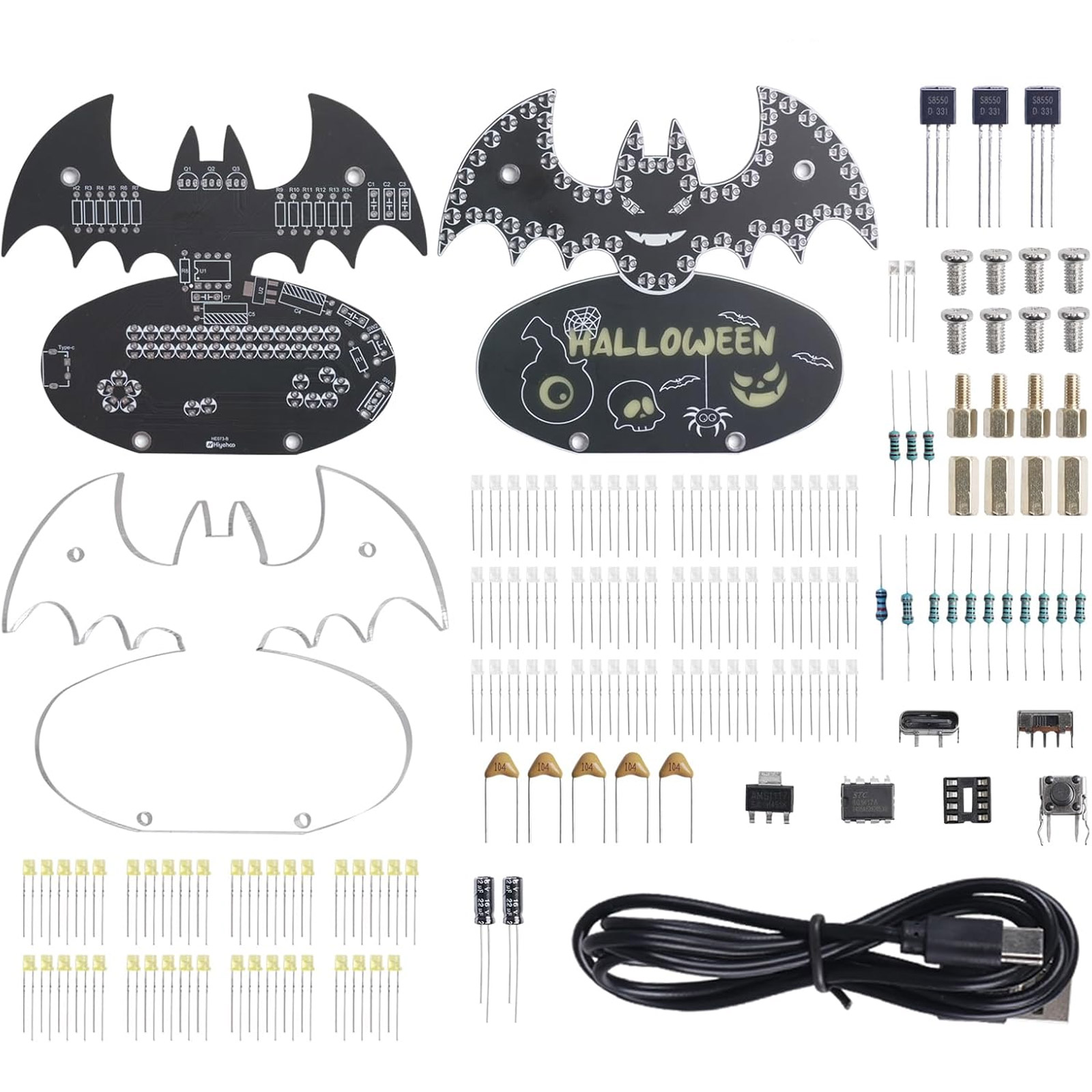 Bausatz: Halloween LED Lötbausatz Fledermaus mit 5 Lichtmodi