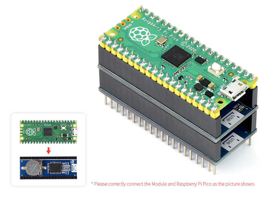 Waveshare Präzisions RTC Modul für Raspberry Pi Pico DS3231