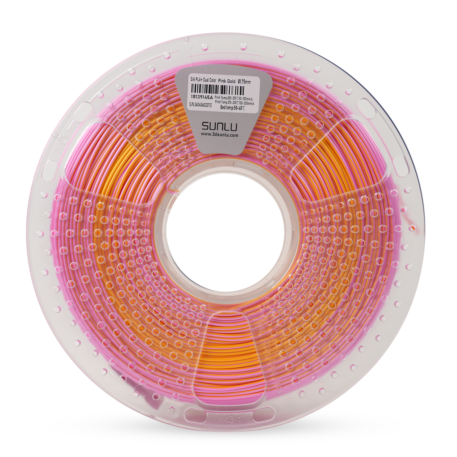 Sunlu Silk PLA+ Dual Color Filament Pink Gold 1.75mm 1kg