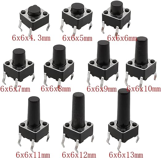 Drucktaster 6x6mm THT Sortiment 200 Stück 10 Größen