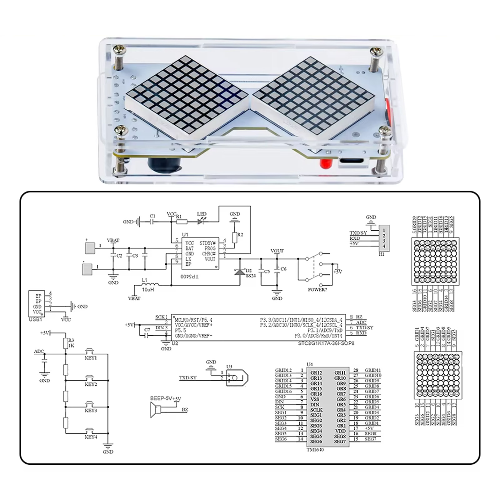 Bausatz LED Sanduhr mit Bewegungssensor (rot)