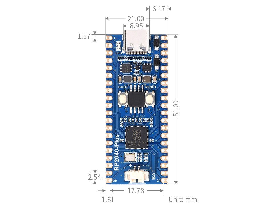 Waveshare RP2040-Plus Microcontroller 4MB (presoldered)