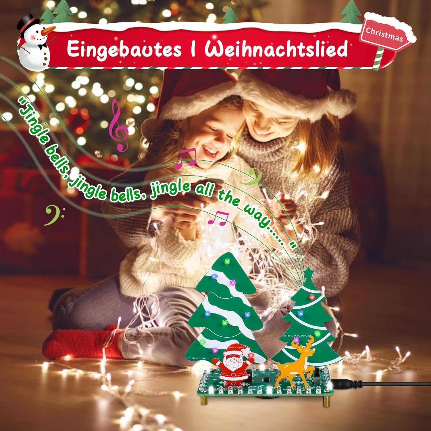 Bausatz LED Weihnachtsbaum mit Musik - Mini Weihnachtswald Lötprojekt