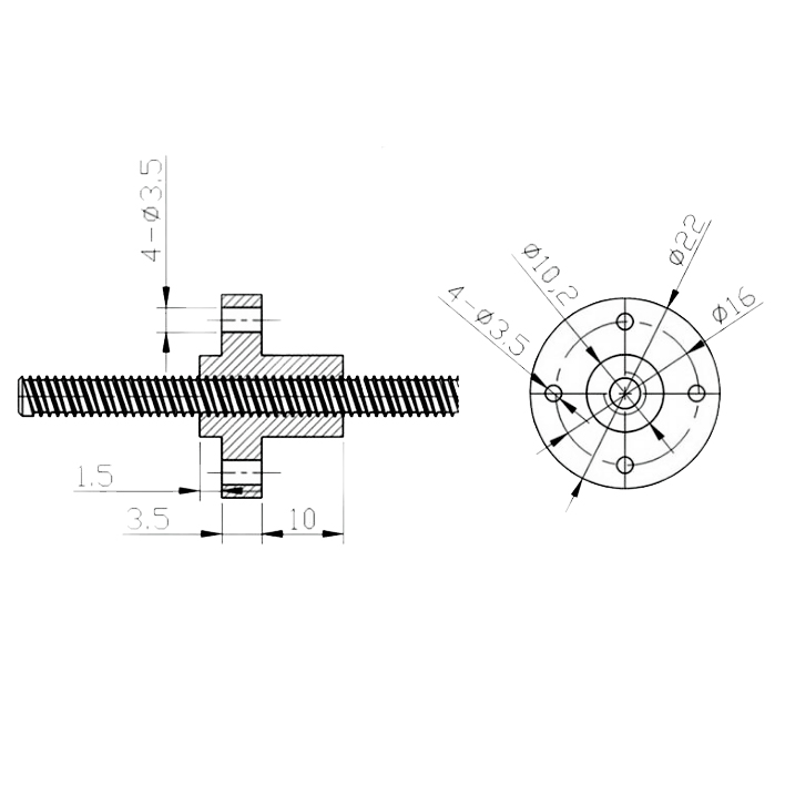 8mm Trapezgewindespindelmutter (lead screw nut)