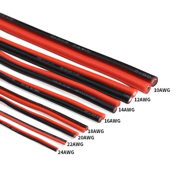 1 Meter Silikonkabel 10 AWG flexibel Schwarz+Rot