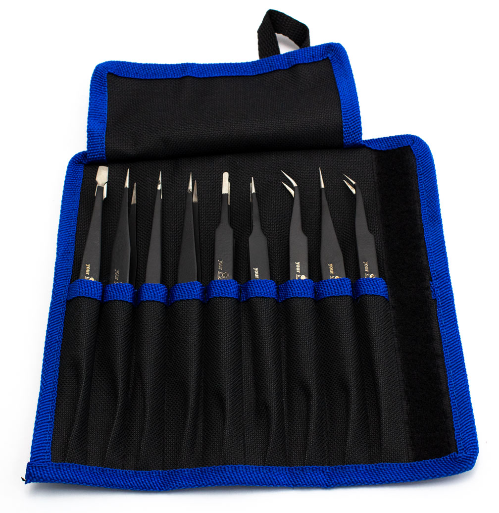 yourDroid ESD Pinzetten Set 9-teilig mit Tasche
