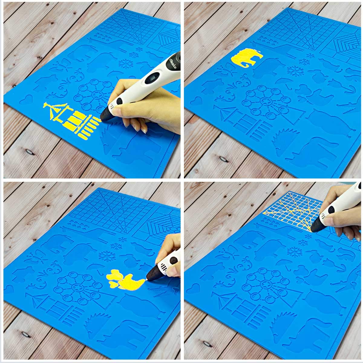 3D-Druckstift Silikonmatte mit Tiermotiven für 3D-Druckstifte (blau)