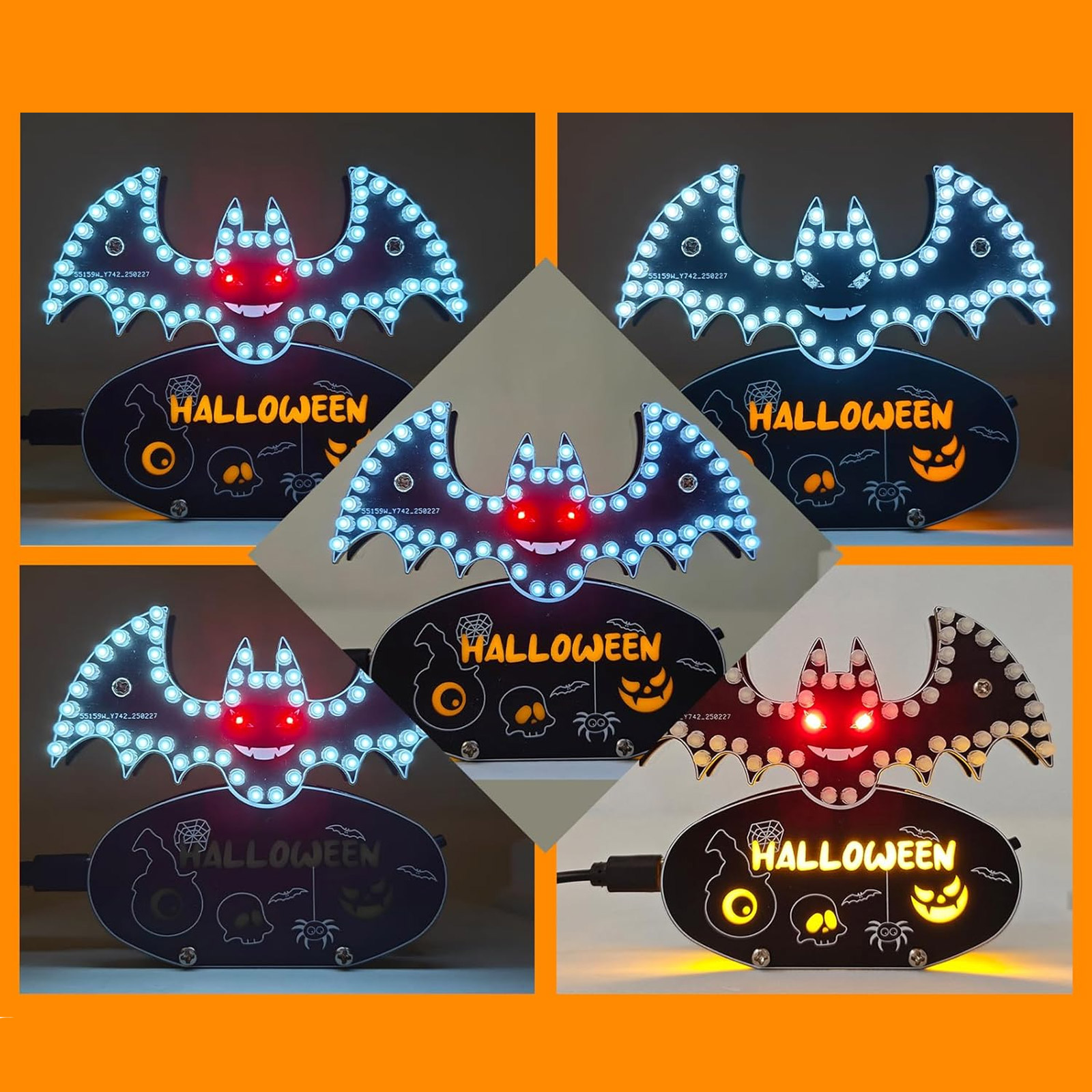 Bausatz: Halloween LED Lötbausatz Fledermaus mit 5 Lichtmodi