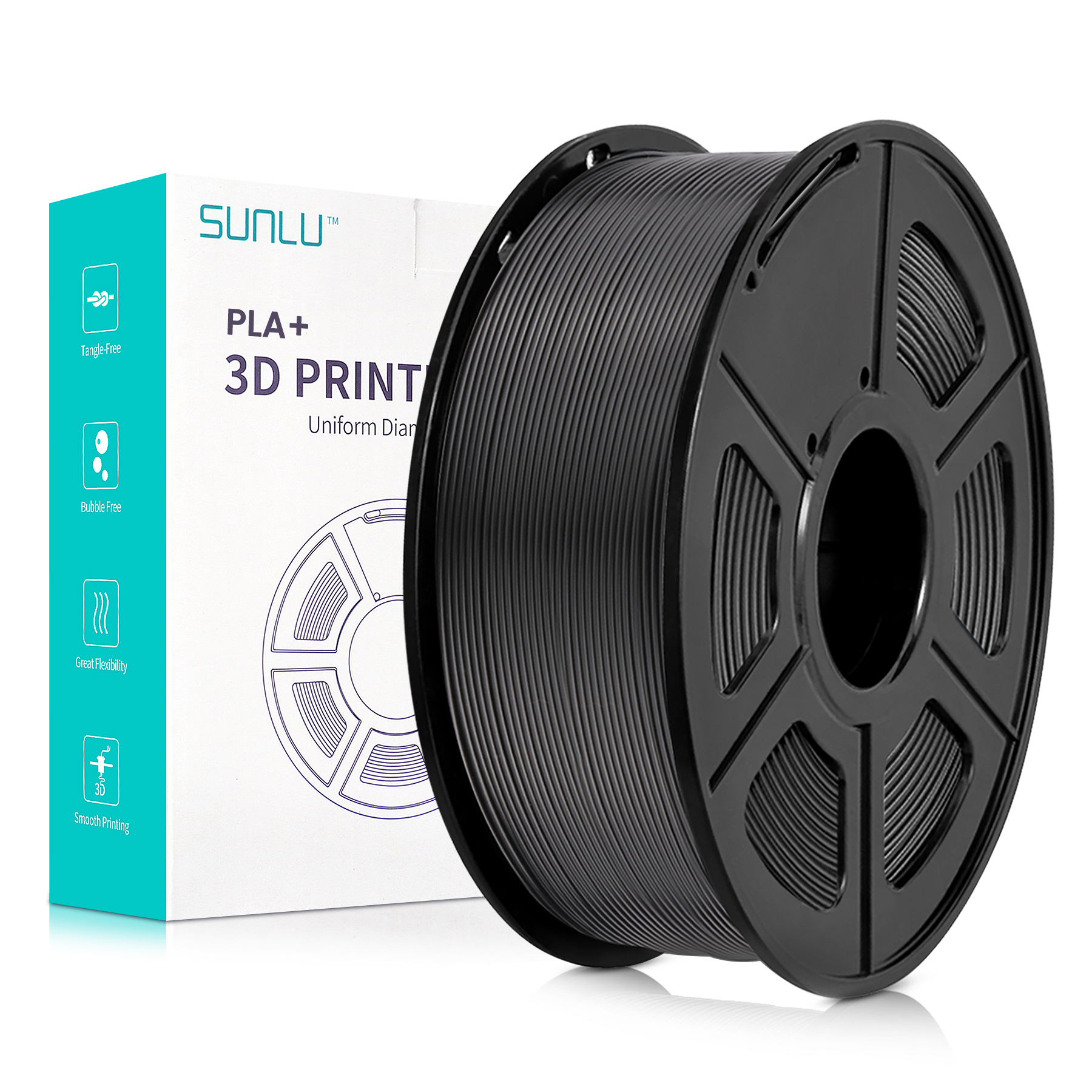 Sunlu PLA+ Filament Black 1.75mm 1kg