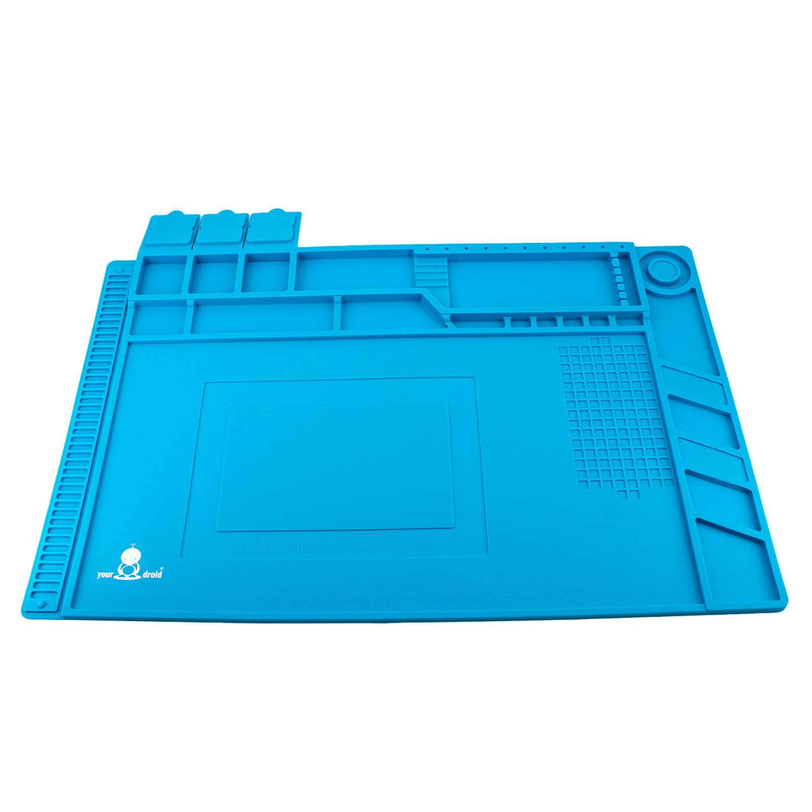 yourDroid Lötmatte Silikon 45x30cm hitzebeständig mit Fächern