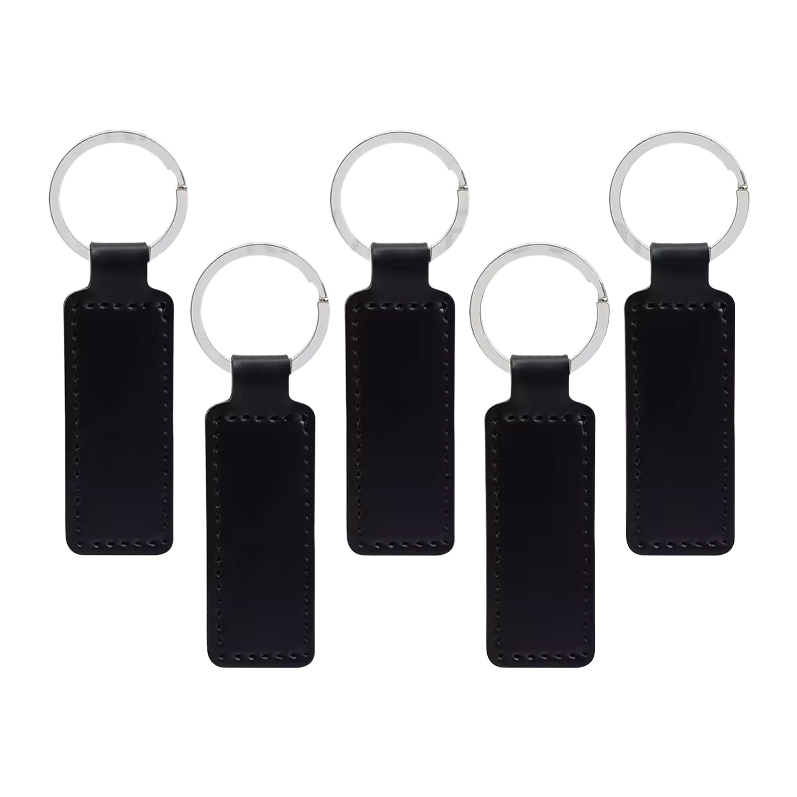 5x PU-Leder Schlüsselanhänger Rohlinge Schwarz – Ideal für Gravur & DIY