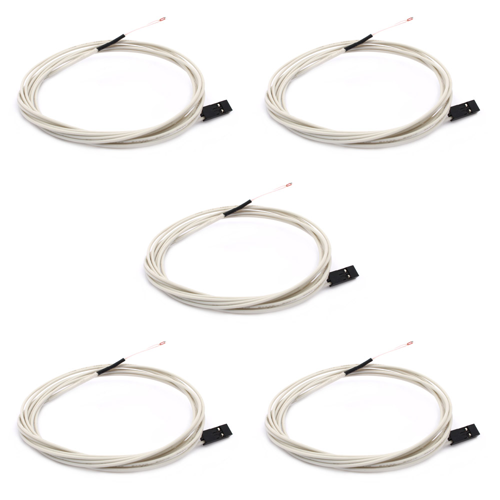 5x Thermistor NTC 3950 100k Ohm mit 1m Anschlusskabel 2-Pin