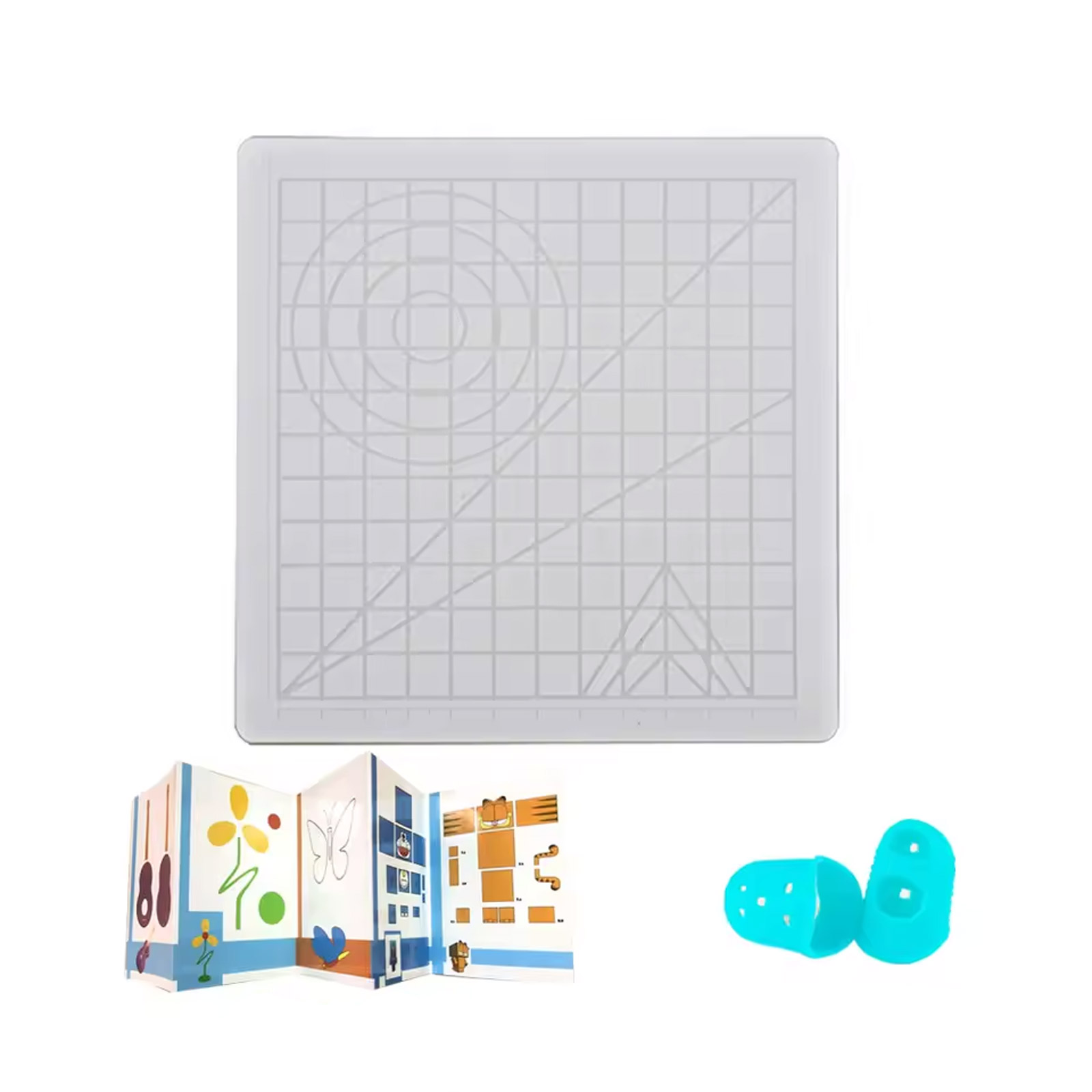 3D-Druckstift Matte Unterlage Design Pad mit geometrischen Formen 177x177mm Grau