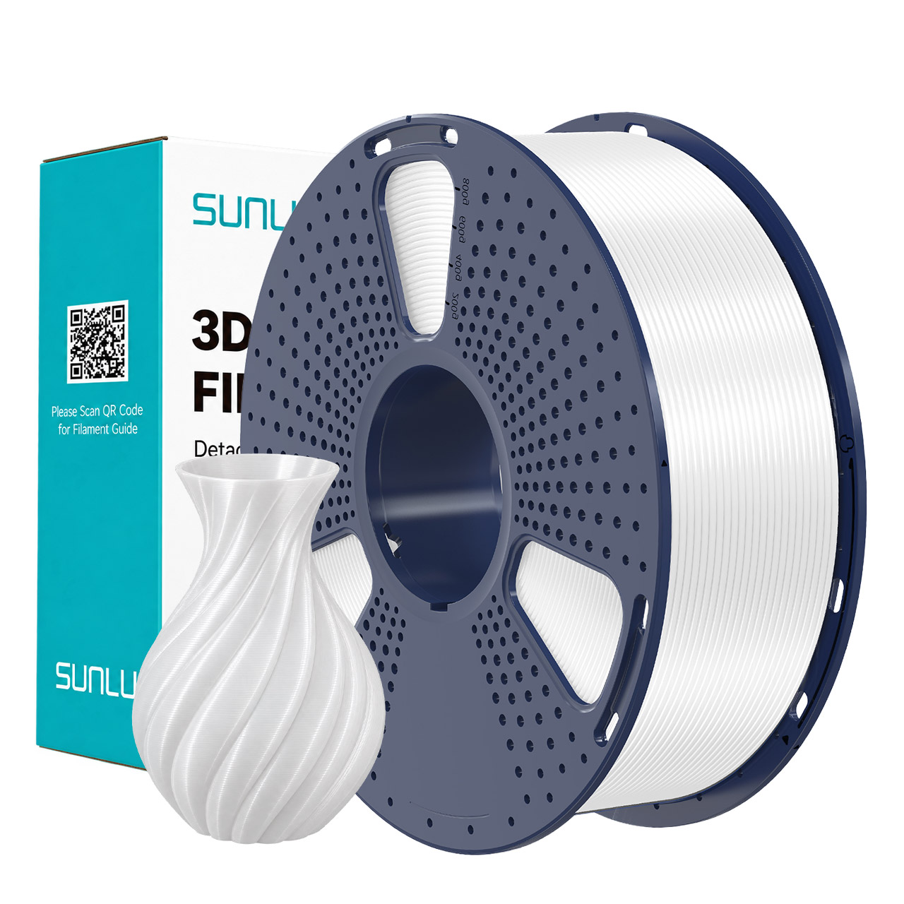 Sunlu Silk PLA+ Filament White 1.75mm 1kg