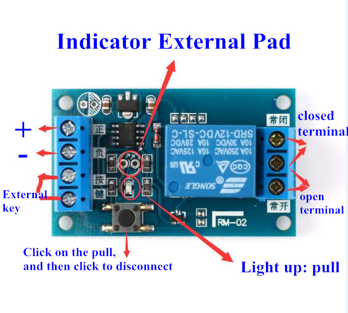 12V Relais Modul mit Start/Stop-Button