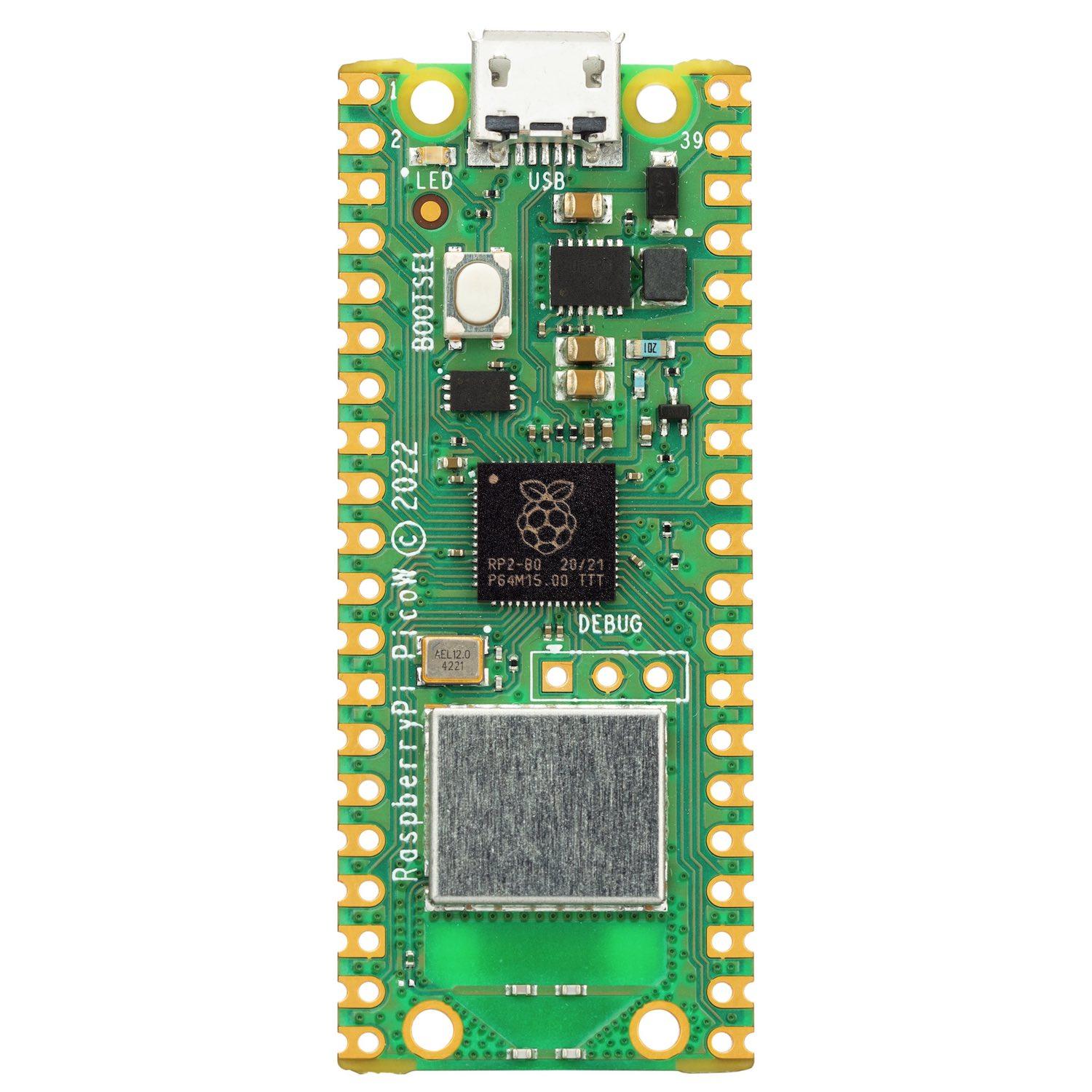 Raspberry Pi Pico W, RP2040 + WLAN Mikrocontroller-Board
