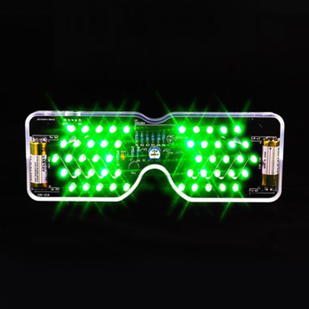 Bausatz: Blinkende DIY LED Brille (grün)