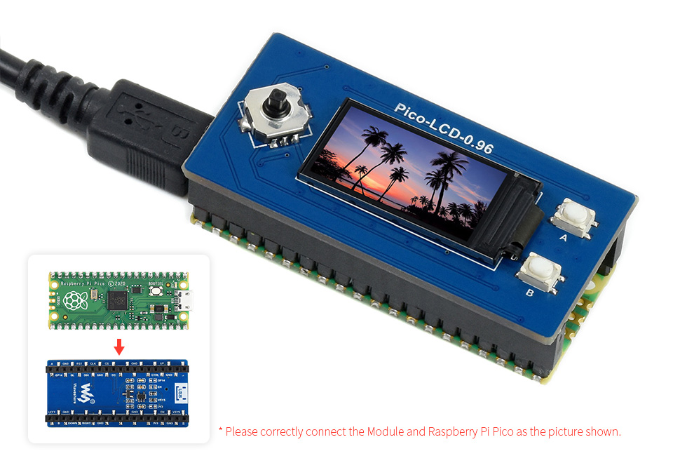 Waveshare 0.96" LCD Display Modul für Raspberry Pi Pico