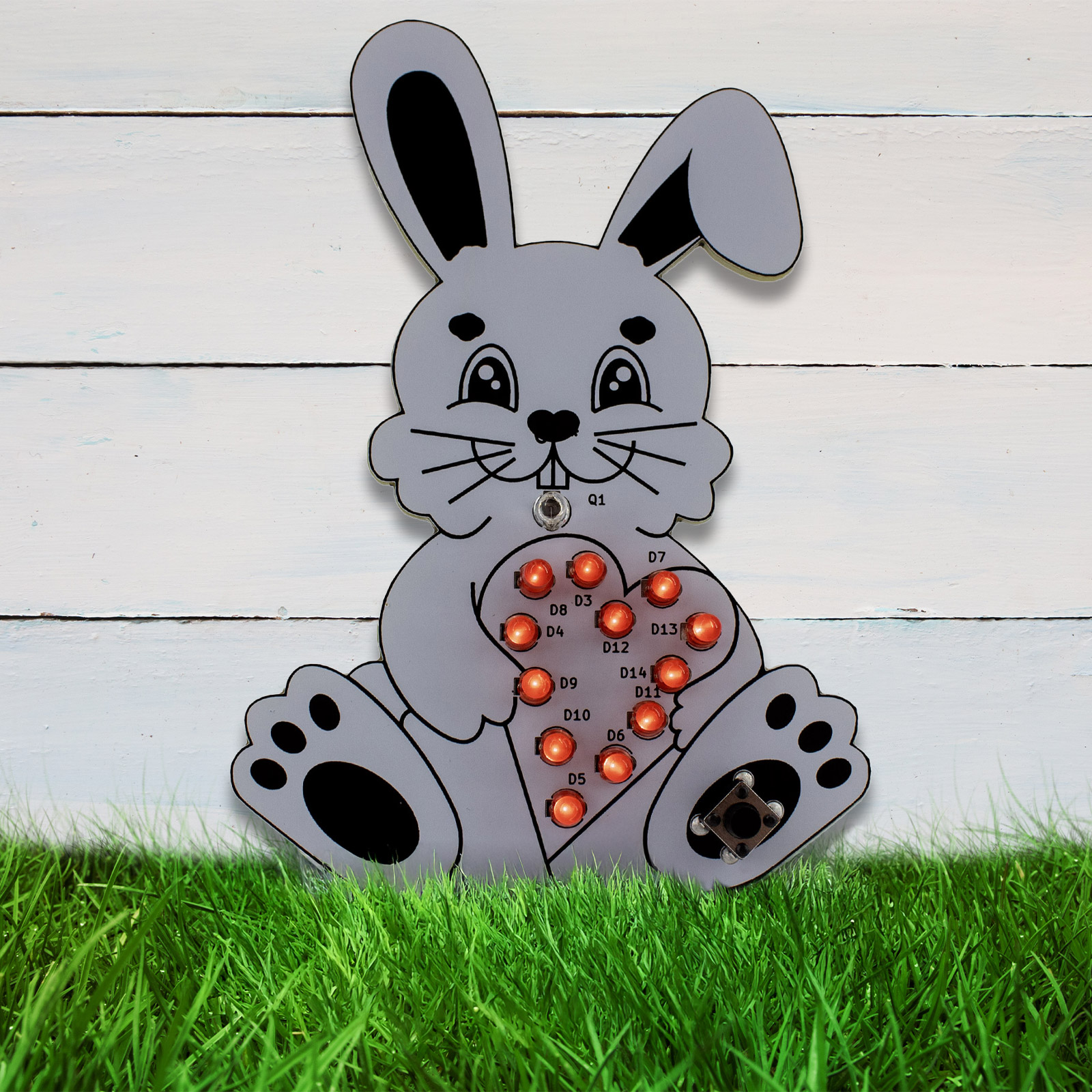 Lötbausatz Osterhase mit leuchtendem Herz