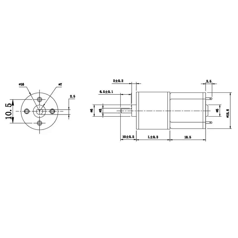 DC Motor mit Metallgetriebe 16GA-030 6V 100 RPM