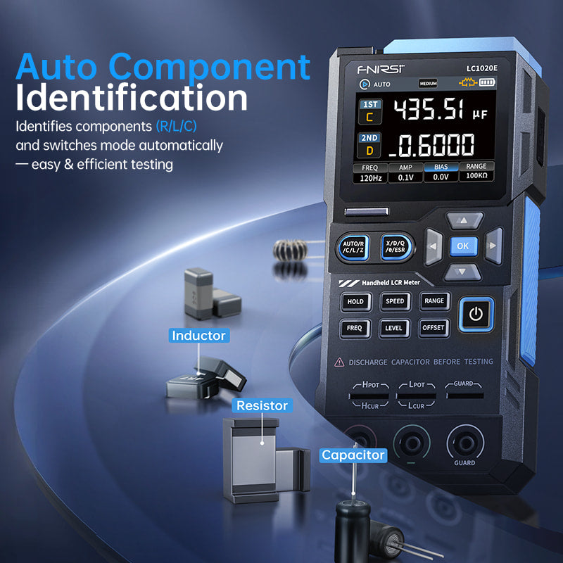 FNIRSI LC1020E Bauteiltester – LCR-Messgerät für Widerstand, Induktivität und Kapazität