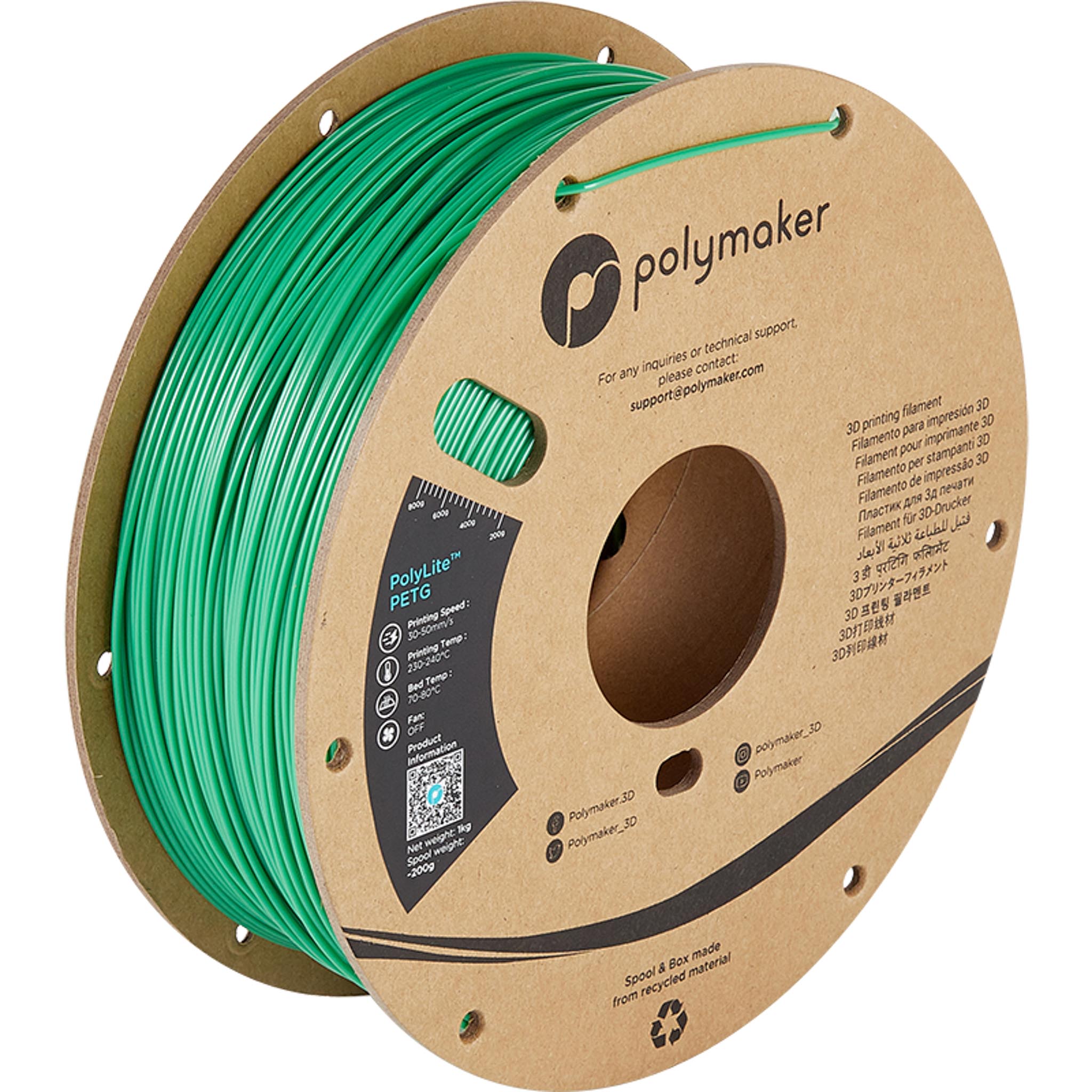 Polymaker PolyLite PETG Filament Grün 1.75mm 1kg