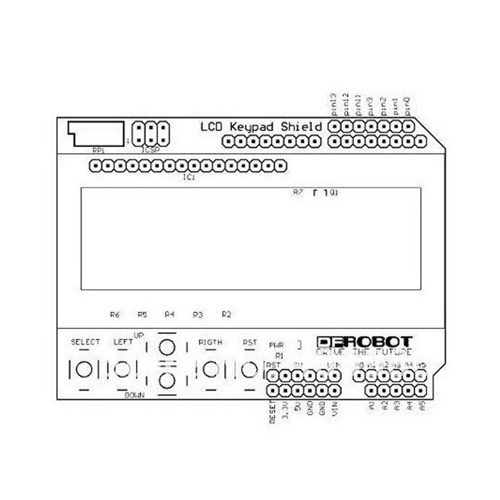 LCD Keypad Shield mit Display 1602