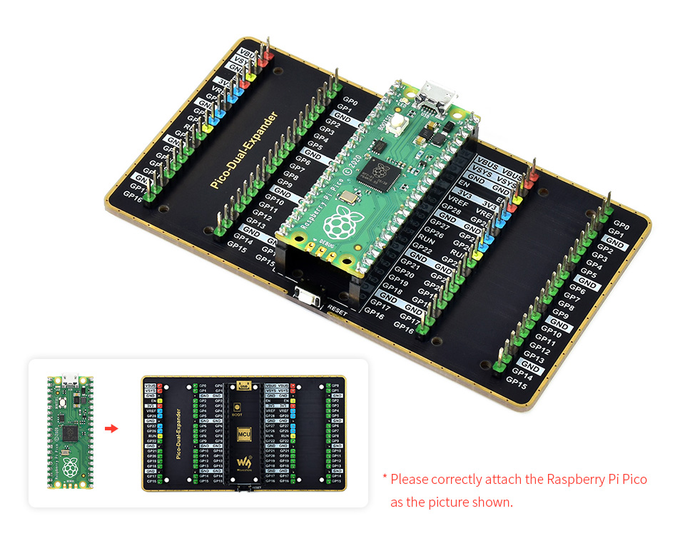 Waveshare Dual GPIO Expander für Raspberry Pi Pico