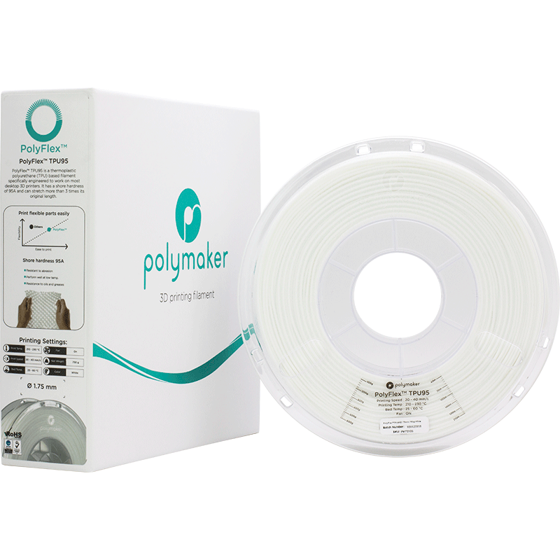 Polymaker PolyFlex TPU95 Filament Weiss 1.75mm 750g