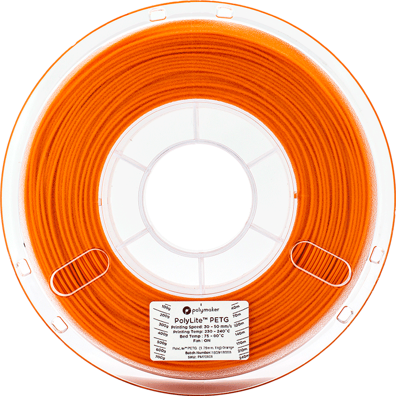 Polymaker PolyLite PETG Filament Orange 1.75mm 1kg