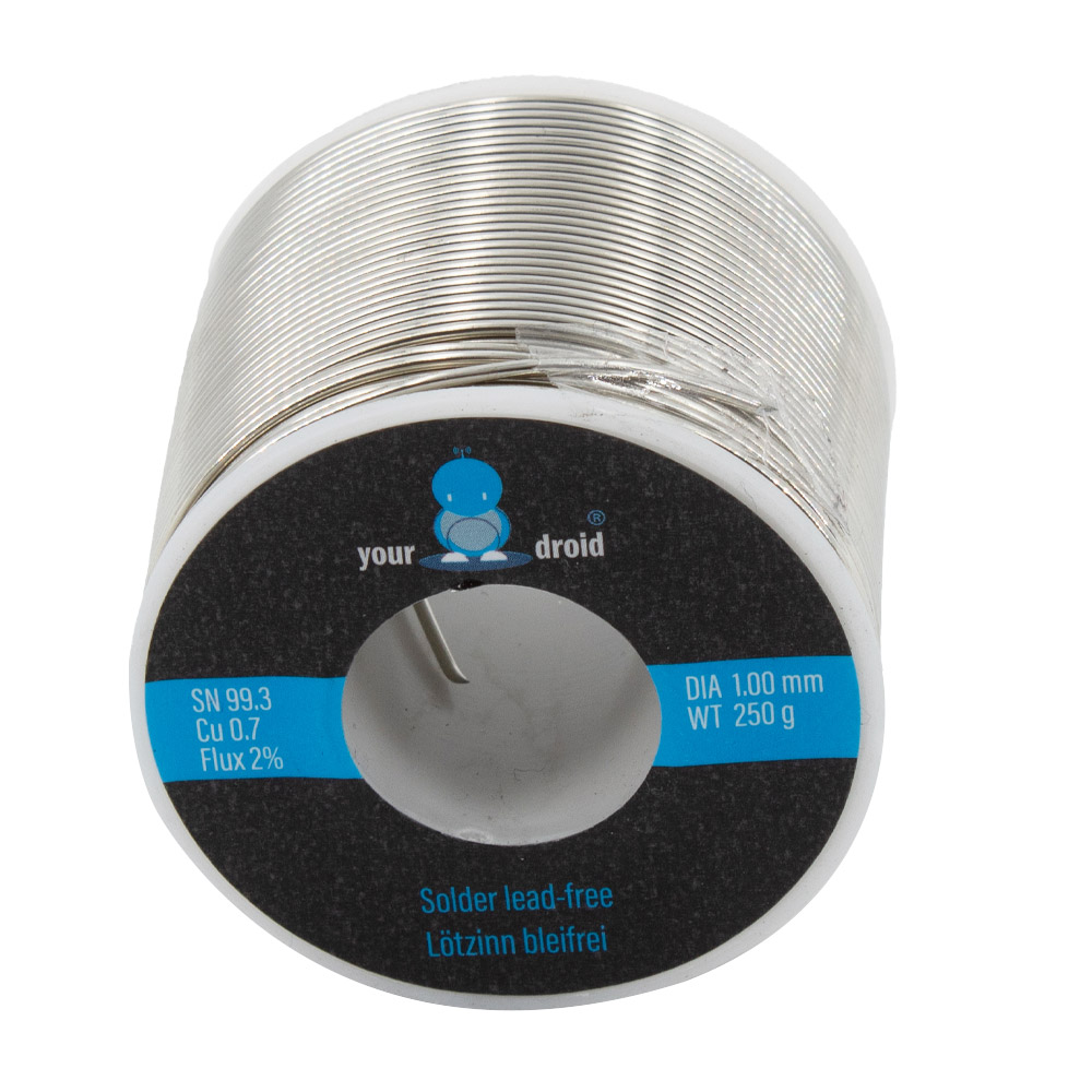 Bleifreies Lötzinn 1mm 250g Sn99Cu1 mit Flussmittelkern