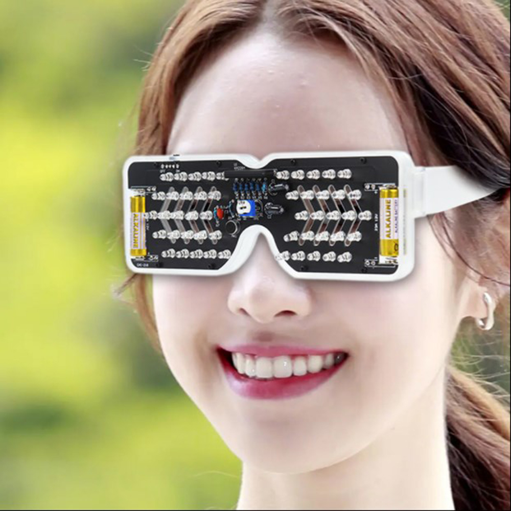 Bausatz: Blinkende DIY LED Brille (grün)