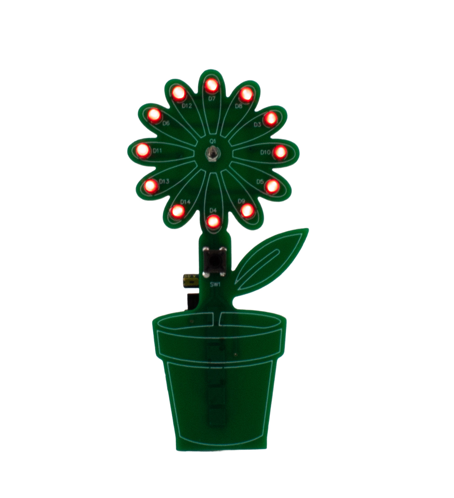 Bausatz LED-Blume – Interaktives Lötprojekt mit Lichtsensor und Taster (6V, 10x7cm)