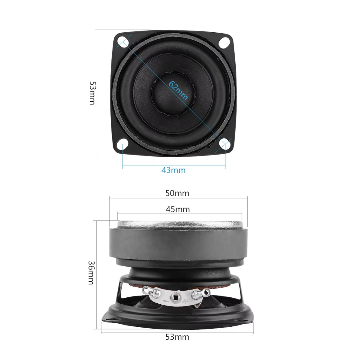AIYIMA 2x Mini Lautsprecher 53mm 4 Ohm 15W Full Range Audio Speaker Set