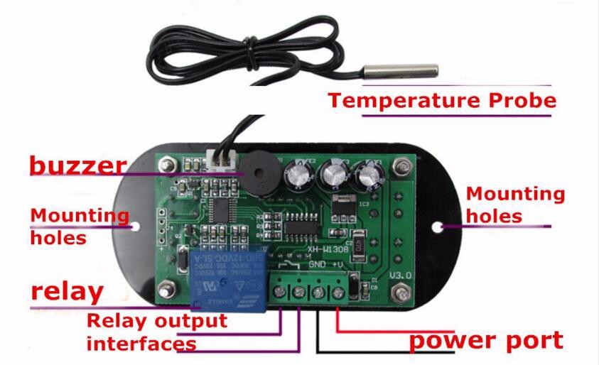 XH-W1308 12V Digitale Temperaturanzeige mit Regler / Thermostat