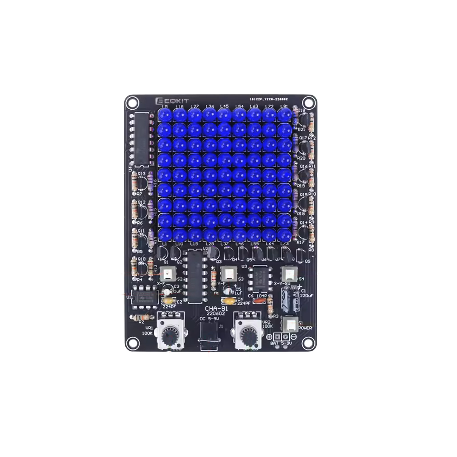 Bausatz: LED Spiel – DIY Lötkit mit 81 blauen LEDs & Lauflichteffekt