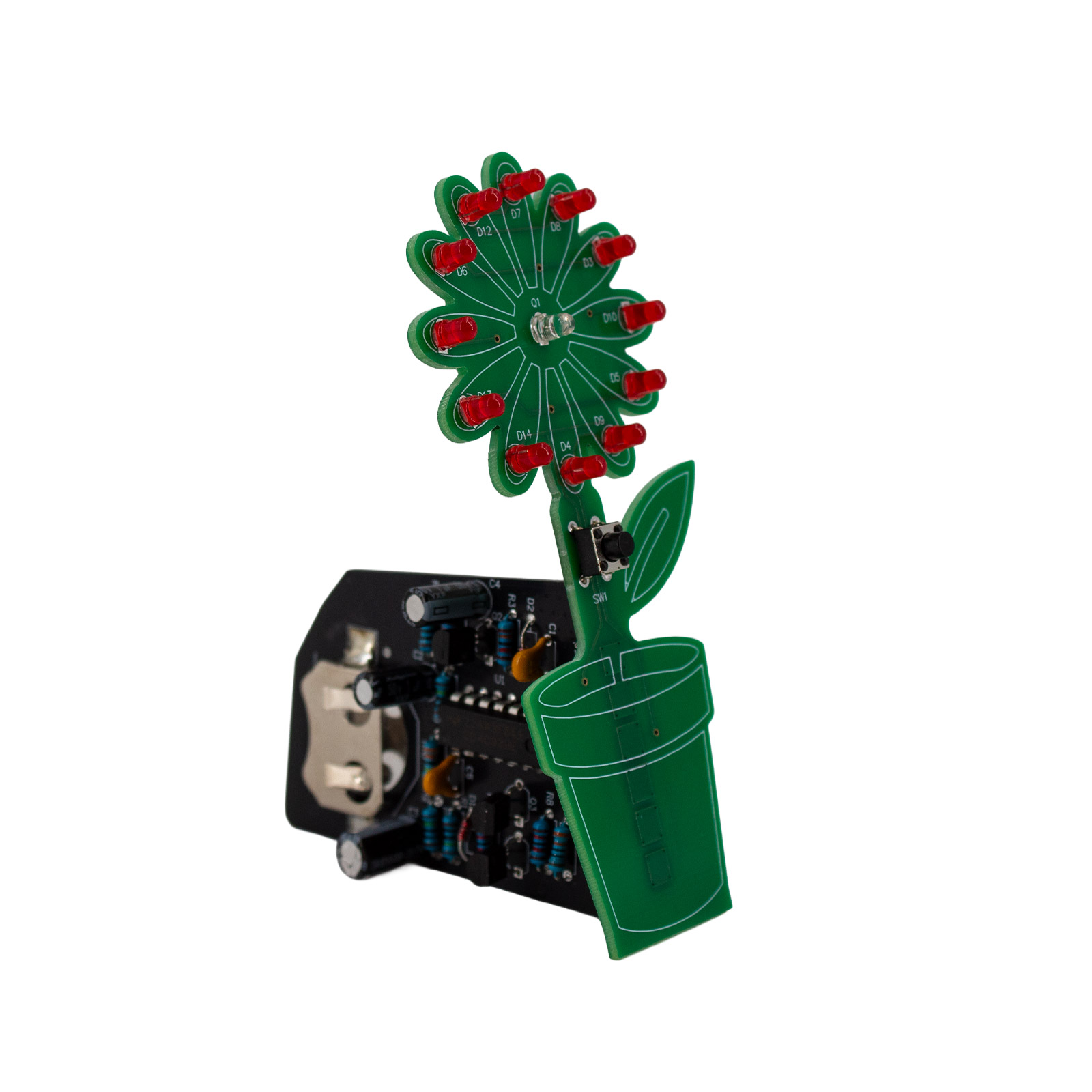 Bausatz LED-Blume – Interaktives Lötprojekt mit Lichtsensor und Taster (6V, 10x7cm)