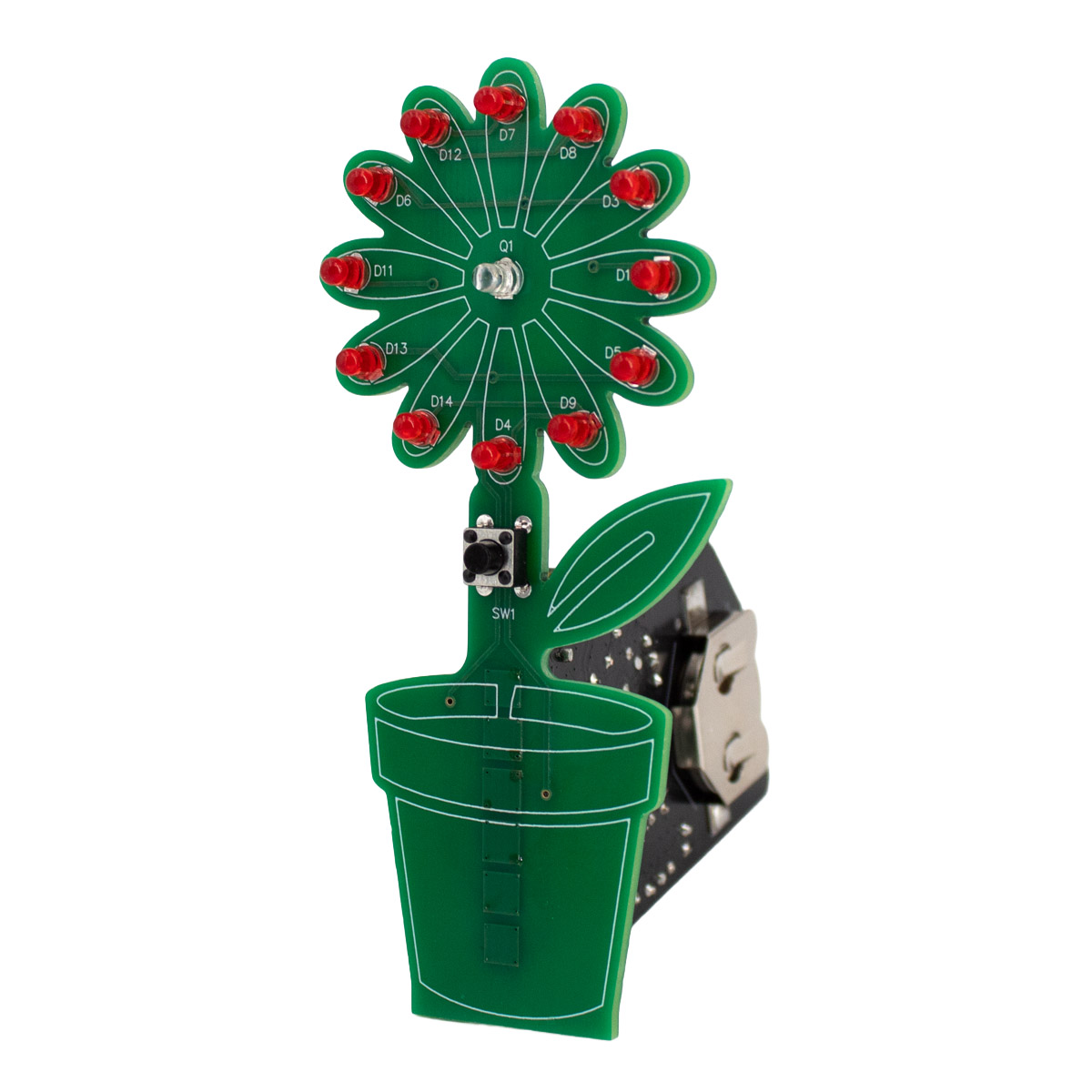 Bausatz LED-Blume – Interaktives Lötprojekt mit Lichtsensor und Taster (6V, 10x7cm)
