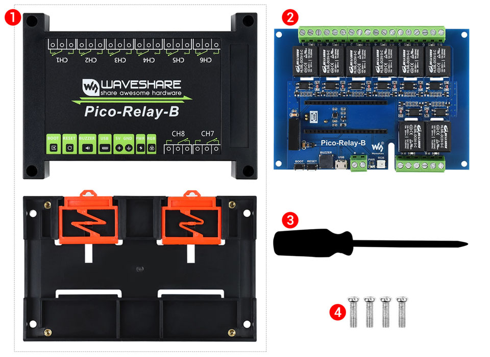 Waveshare Industrielles 8 Kanal Relais für Raspberry Pi Pico