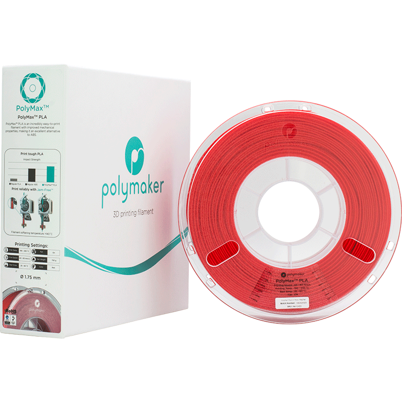 Polymaker PolyMax Tough PLA Filament Rot (red) 1.75mm 750g