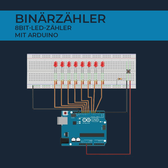 8Bit-LED-Binärzähler mit Arduino